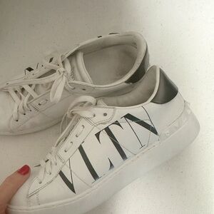 Valentino White Sneakers with Black Accents
